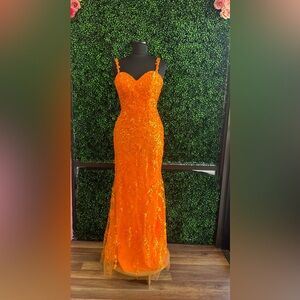 Mori Lee Vibrant Orange Prom Dress